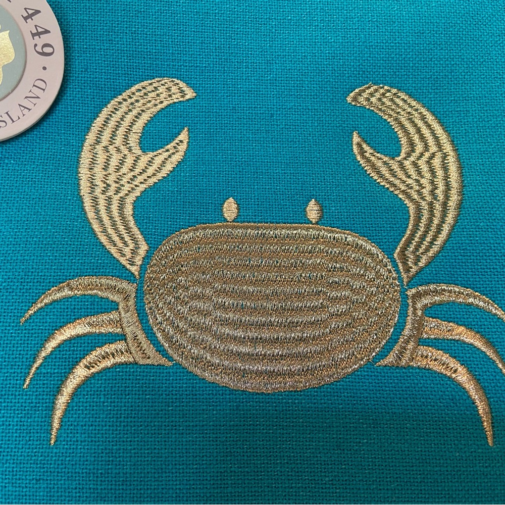 Spartina 449 Turquoise Crab Embroidered Tote - Picture 2 of 5